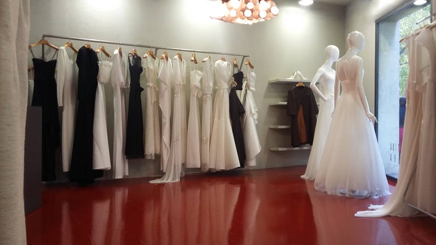 Attractive sales room of CRISTINA SAURA's bridal shop in Barcelona.