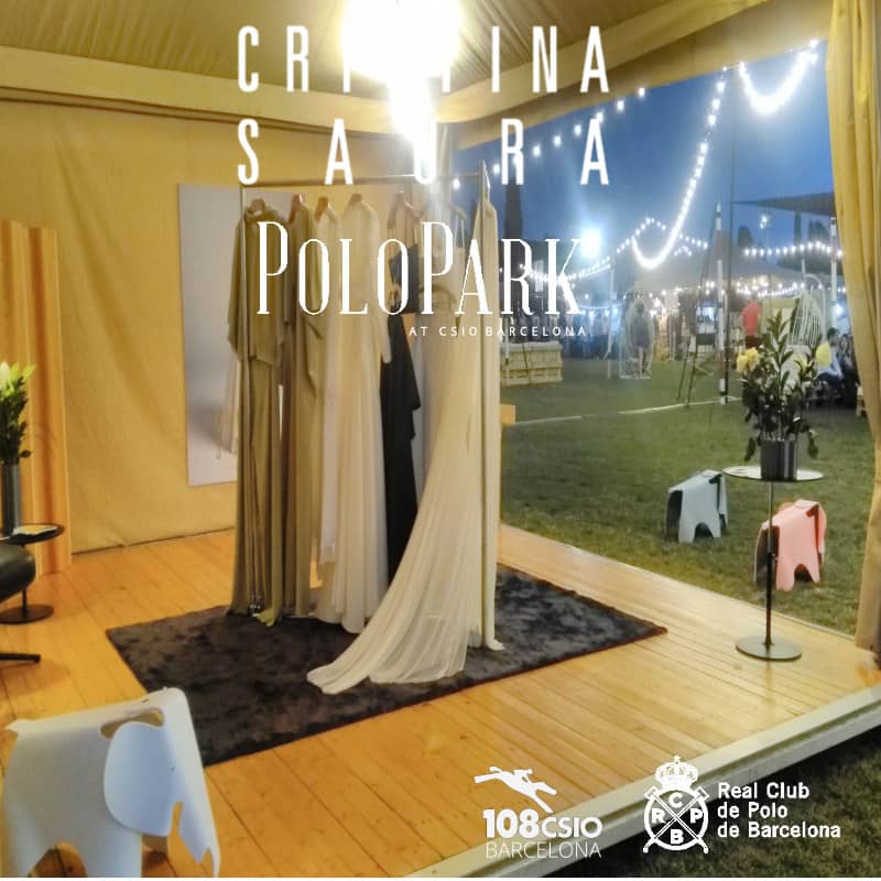 Presència destacada de CRISTINA SAURA Alta Costura al Brand Village del Polo Parck durant la celebració del CSIO 2018 al Reial Club de Polo de Barcelona.