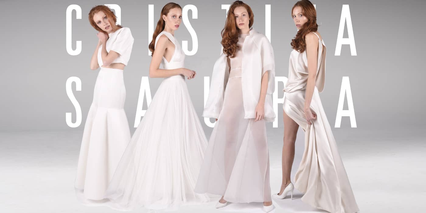 Grupo de diseños bien diferenciados de CRISTINA SAURA. Firma de vestidos de novia de Alta Costura.